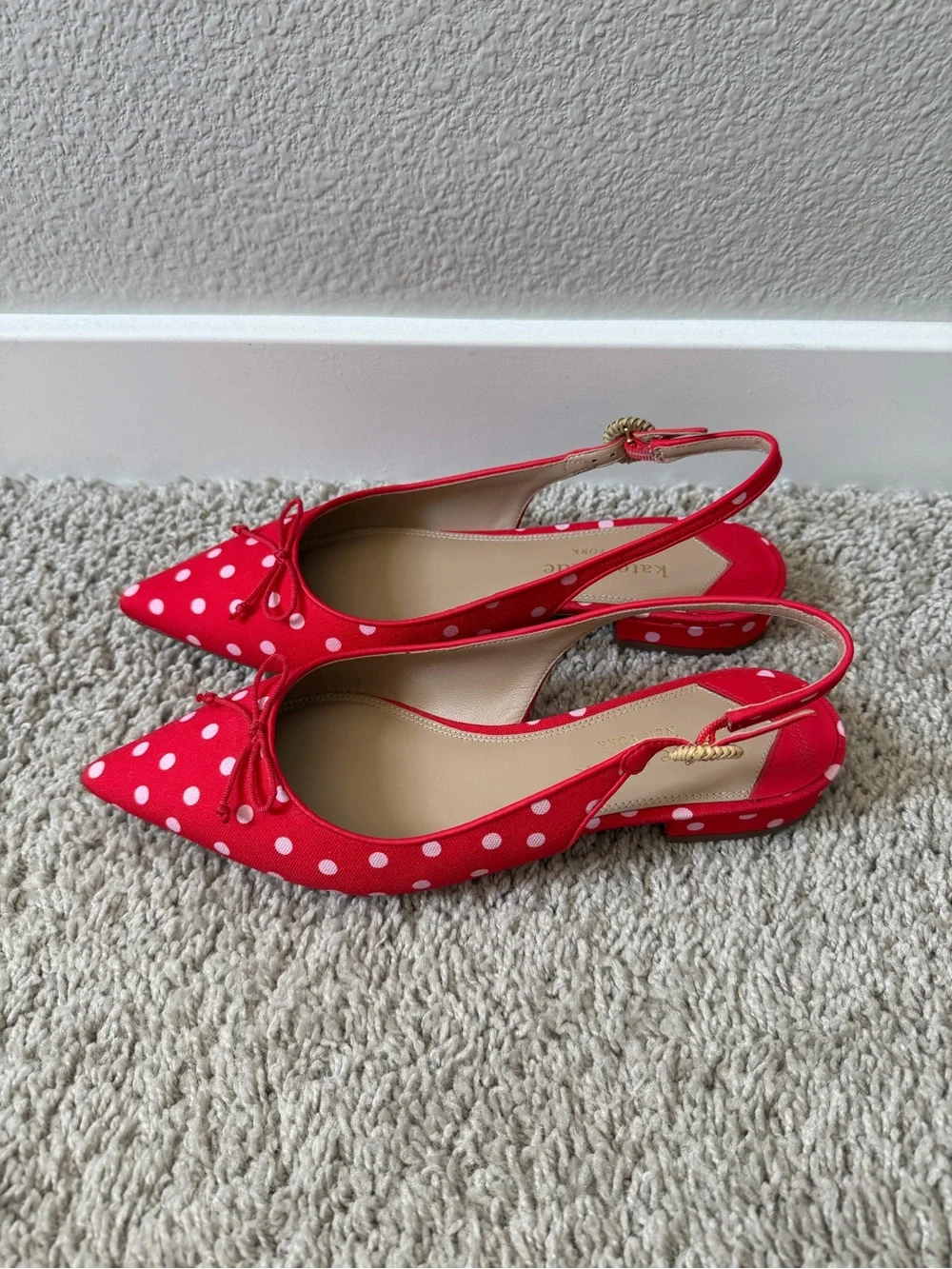 NWOT Kate Spade Red Polka Veronica Flats Size 8 - Picture 8 of 13